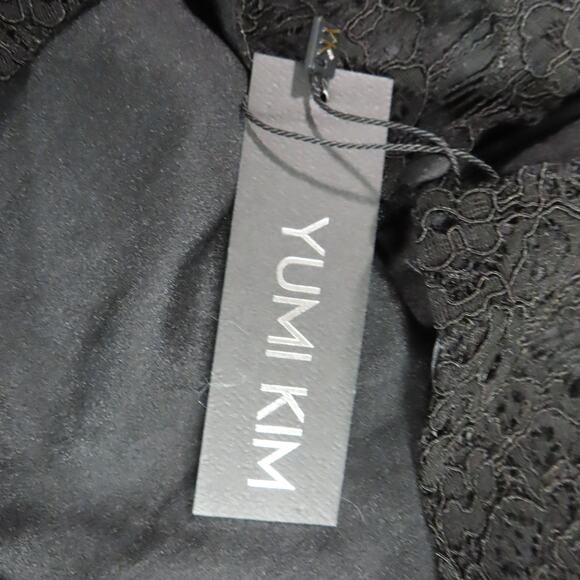 Yumi Kim Alicia Black Pixie Eyelet Lined Puffy Short Sleeve Flounce Dress Small - Picture 8 of 9